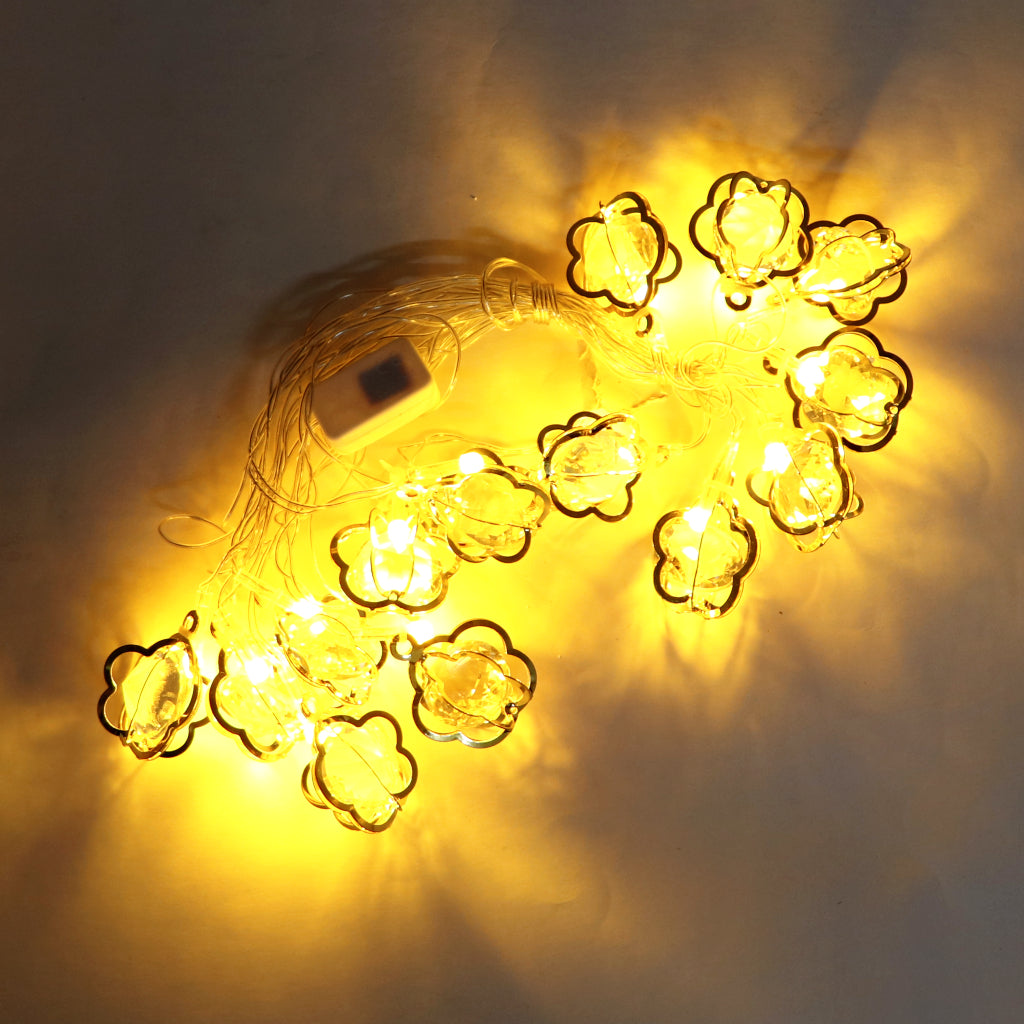 Diamond Led String Light Diamond-in-Flower 14 LED Golden String Lights