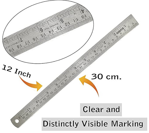Stainless Steel Ruler 12 Inch for Safe Precise Measurements