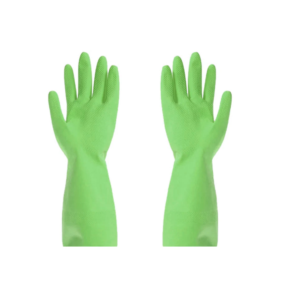 Cut Glove Reusable Rubber Hand Gloves (Pair) - Green