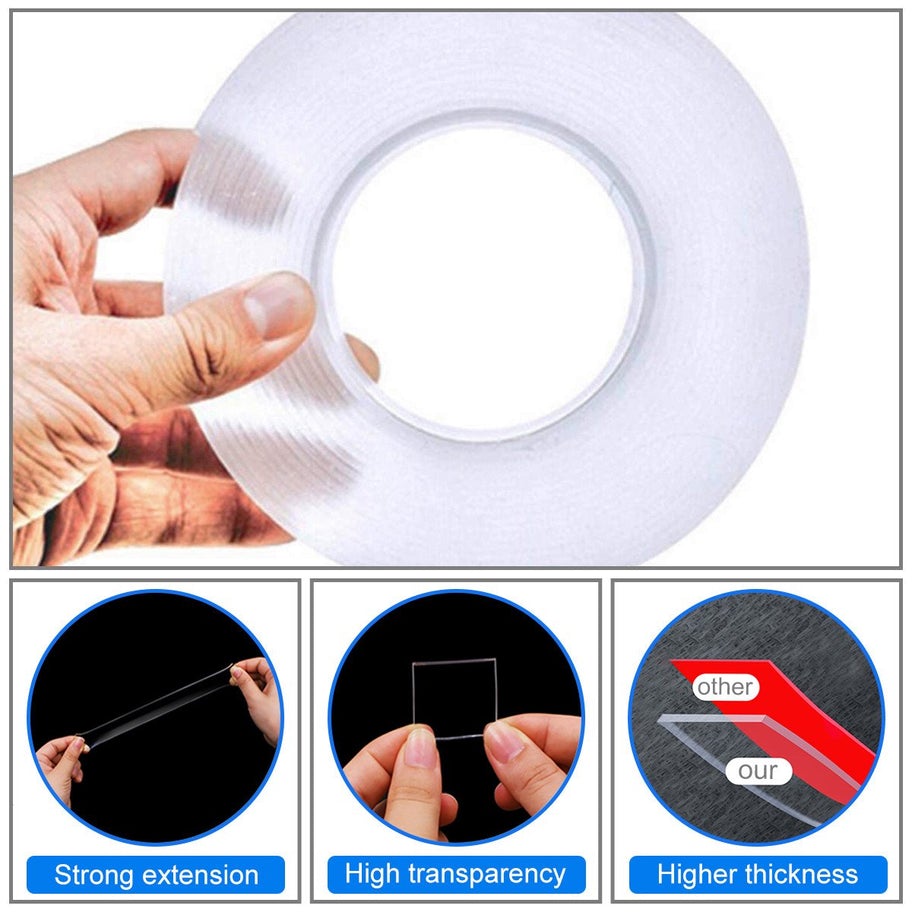 Trace Less Tape Double-Sided Transparent Traceless Grip Tape