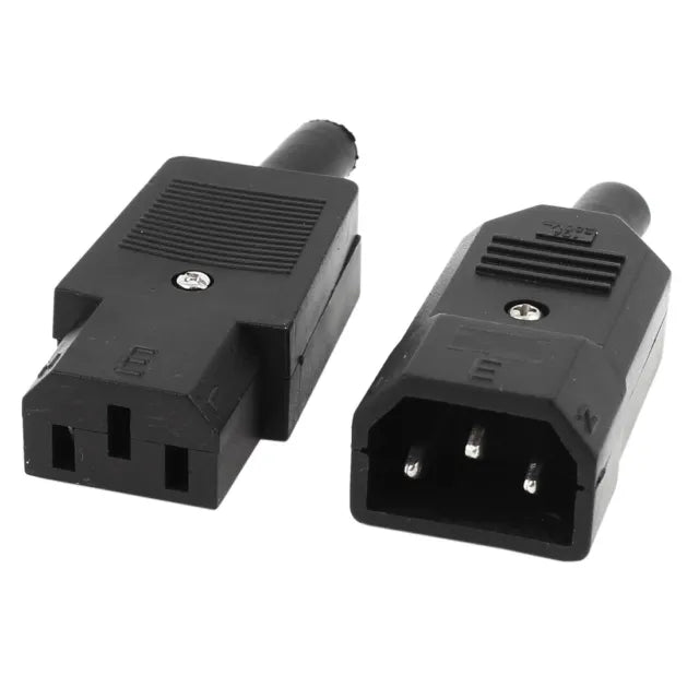 AC250V 10A IEC320 C14 Male to C13 Female Black (Pair)