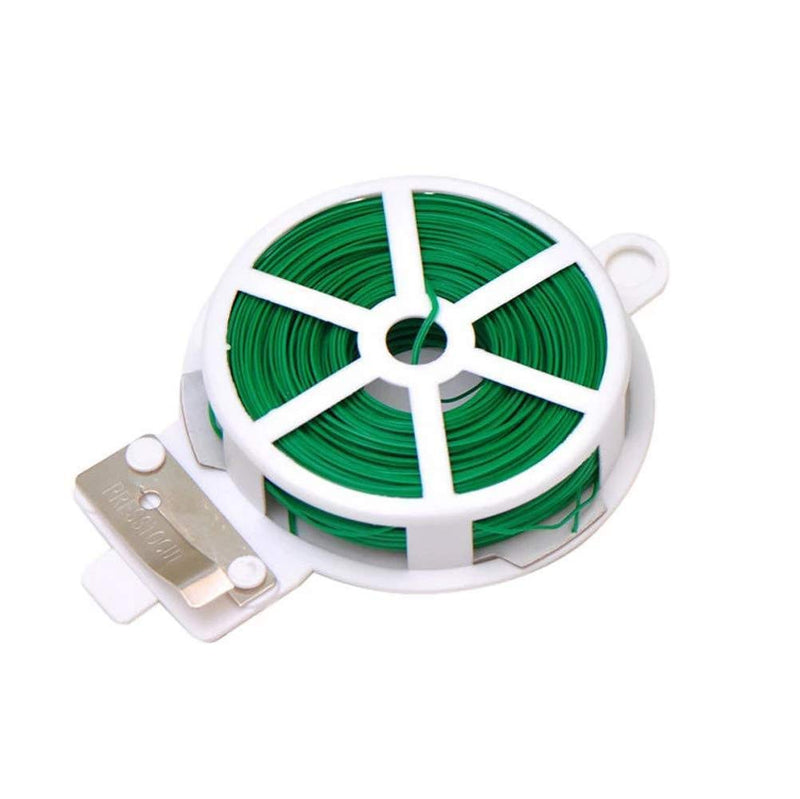 Plastic Twist Tie Wire Spool With Cutter For Garden Yard Plant 50m (Green)