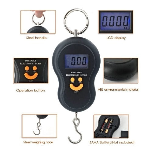 50kg 10g Portable Hanging Luggage Digital Smile Mini Weight Machine