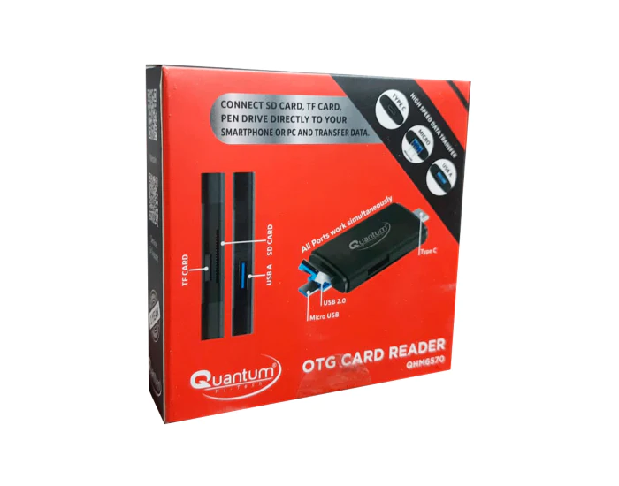 Quantum: QHM6570 3 in 1 SD Card Reader | USB Type C, USB 3.0 and Micro USB, OTG, Memory Card