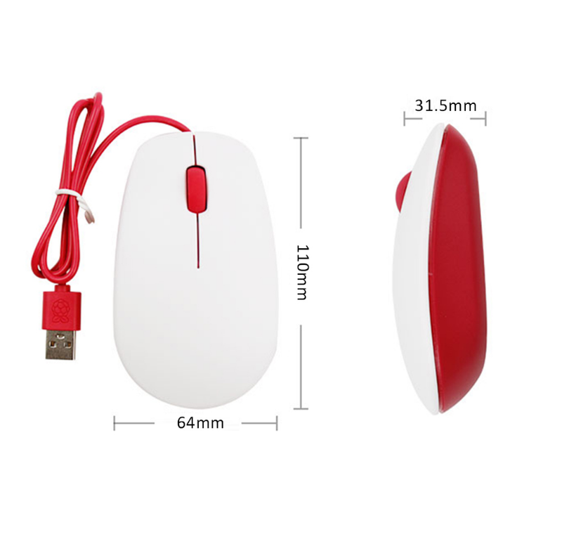 Raspberry Pi Official Mouse-Red/White