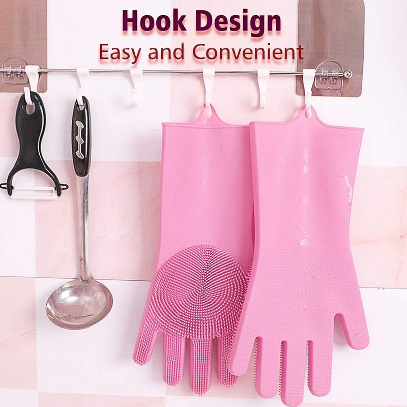 Silicone Gloves with Scrubber for Cleaning (Pair)