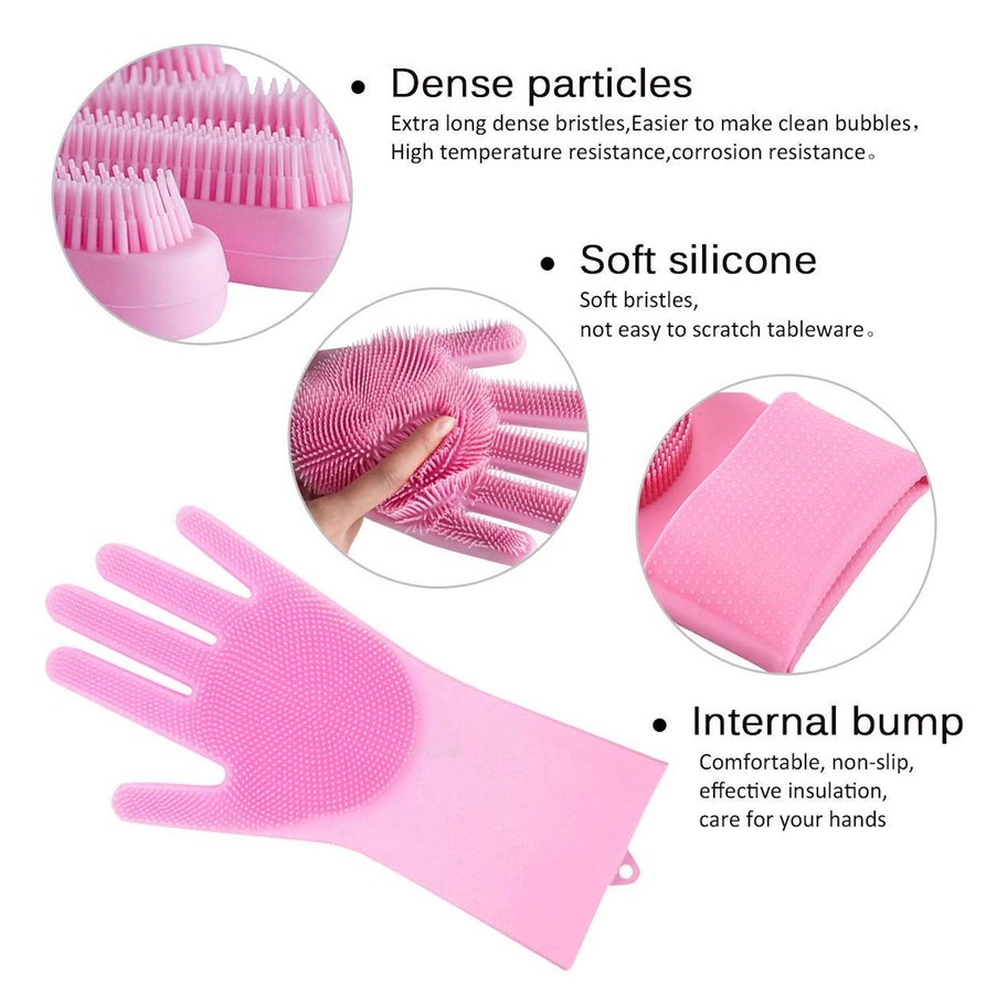 Silicone Gloves with Scrubber for Cleaning (Pair) Kim
