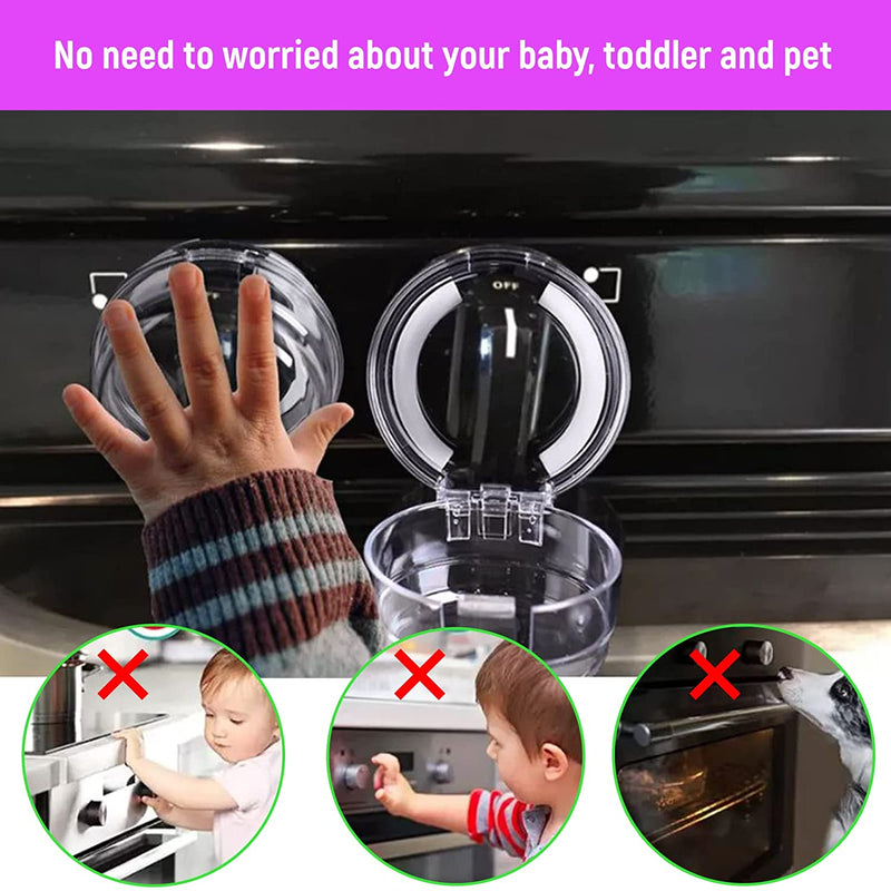 5 Pack Universal GAS Oven Knob Covers Stove Guard for Child Safety Black in Transparent