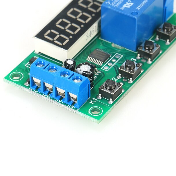 DC 12V 5A YYC-2S Adjustable 4 Digit LED Delay Relay Module Timer Control Switch Board (Green)