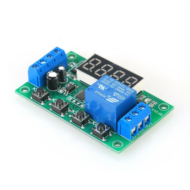 DC 12V 5A YYC-2S Adjustable 4 Digit LED Delay Relay Module Timer Control Switch Board (Green)