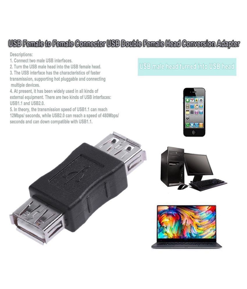 USB 2.0 Adapter - Female to Female USB A Coupler Joiner