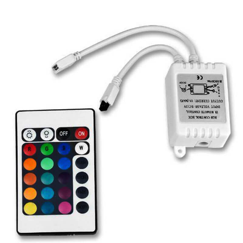 5050 RGB LED Strip Controller box with 24 Key IR Remote Control