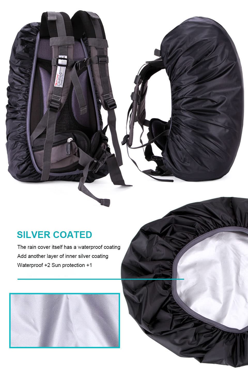 Waterproof Backpack Rain Cover - Nylon Bag Cover for Laptop & School Bags With Stretchable Elastic And Buckle Strap For Perfect Fitting