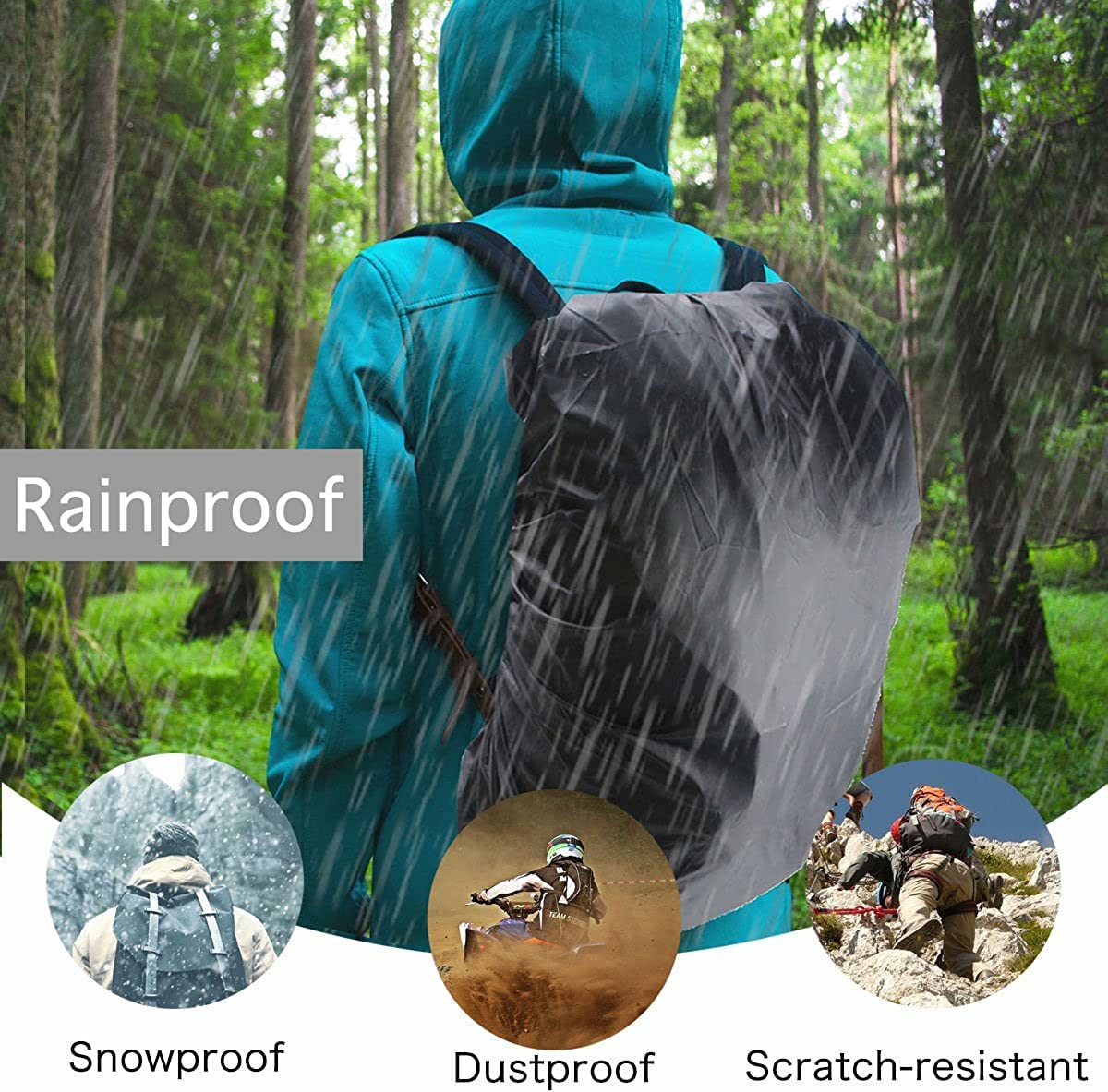 Waterproof Backpack Rain Cover - Nylon Bag Cover for Laptop & School Bags With Stretchable Elastic And Buckle Strap For Perfect Fitting