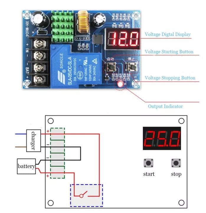 XH-M604/HCW-M634 6V-60V Battery, Charging Control Board, Intelligent Charger Power, Control Panel Automatic, Charging Power