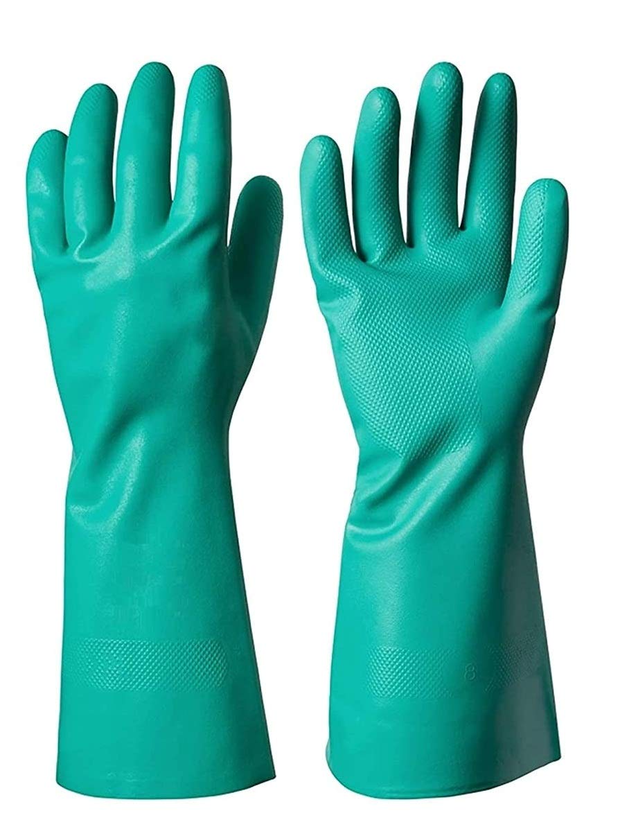 Cut Glove Reusable Rubber Hand Gloves (Pair) - Green