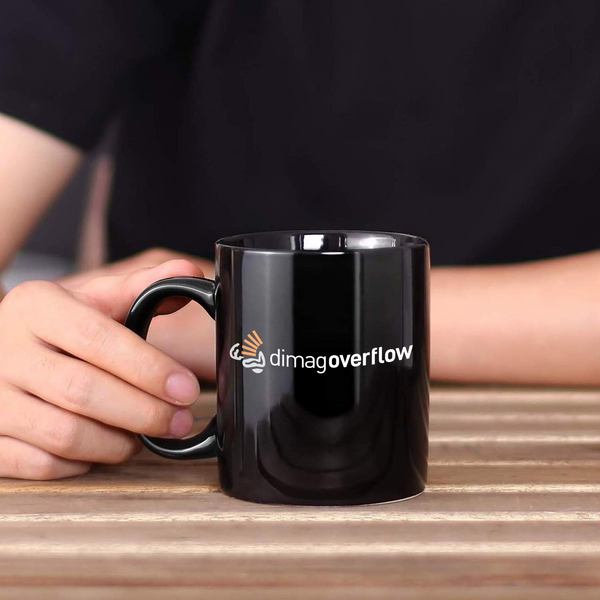 Dimag Overflow Black Ceramic Coffee Mug - 330ml