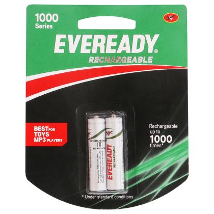 Eveready: 1000 Series Rechargeable AAA Batteries 1.2v NiMH (Pack of 2)