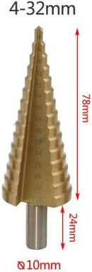 [High Quality] 4mm-32mm 15-Steps Sizes HSS Hex Titanium Step Drill Bit Hole Cutter
