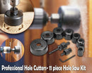 11 Piece Hole Saw Kit, 19-64mm Metal Alloys Wood Hole Saw Cutter Tool Kit Rotary Bit Set