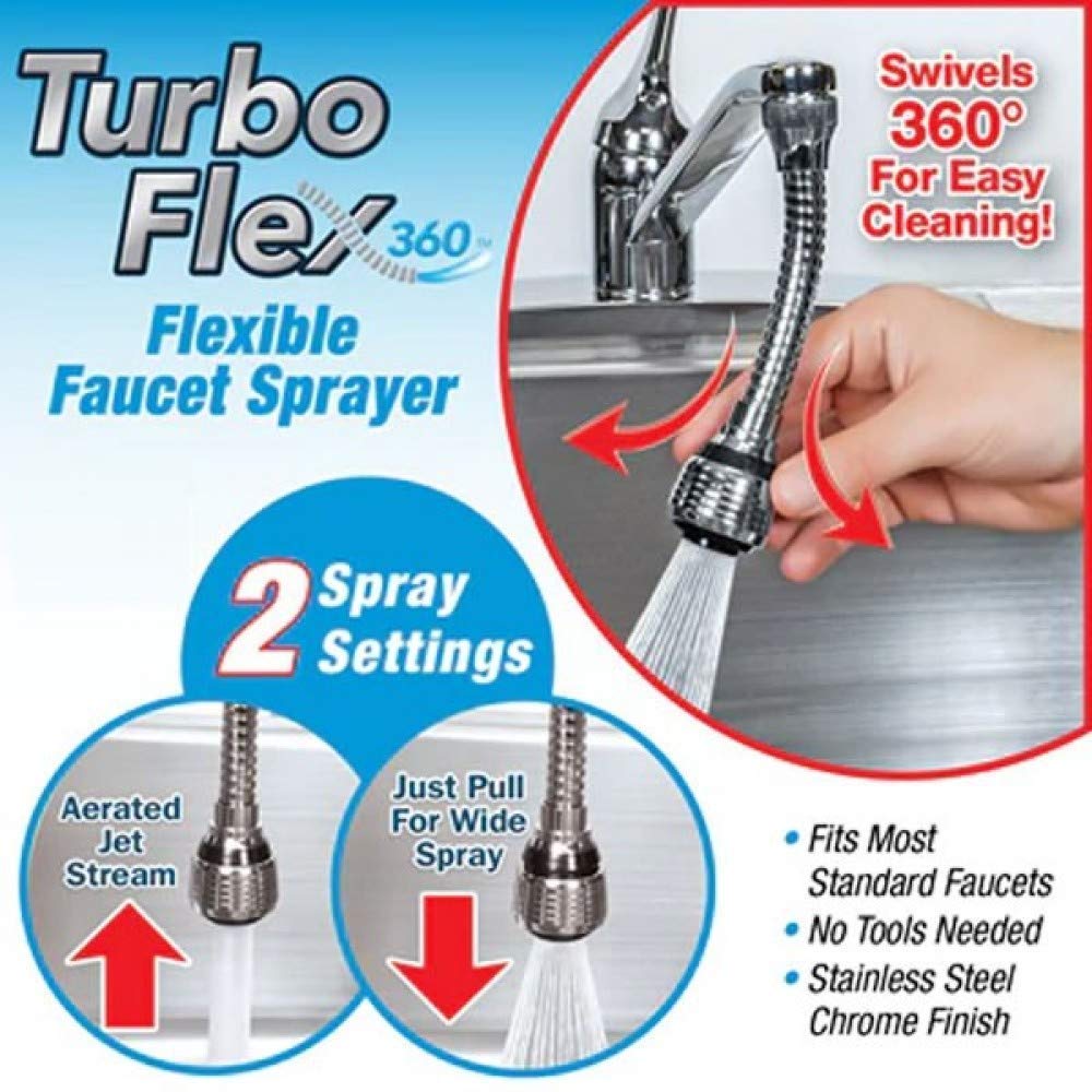 Turbo Flex 360° Flexible Sink Taps/Faucet Sprayer