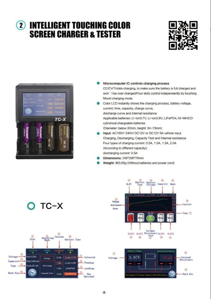 Nokoser: Touching Color Screen Intelligent Battery Charger and Tester