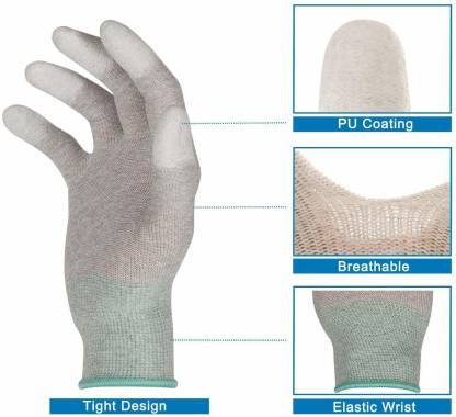 [Type 2] ESD Anti-static Anti-skid Electronic Working Gloves with PU Coated Fingertip