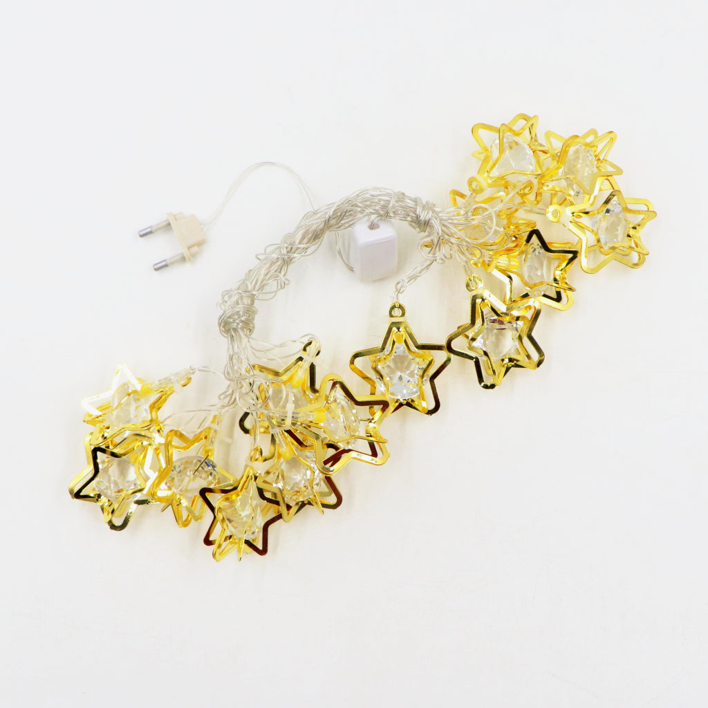 Diamond Led String Light Diamond-in-Star 14 LED Golden String Lights
