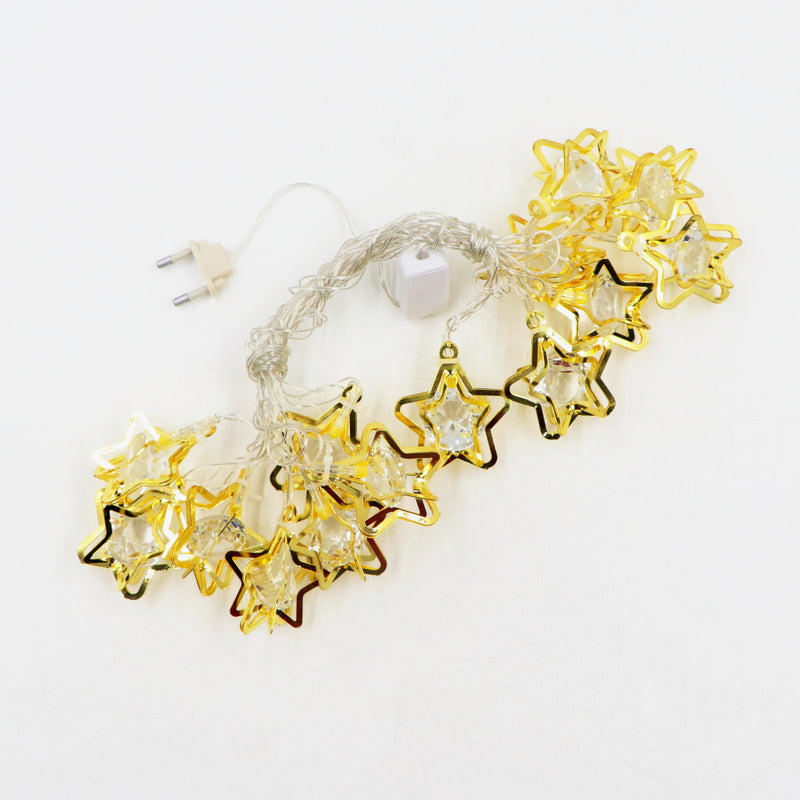 Diamond-in-Star 14 LED Golden String Lights