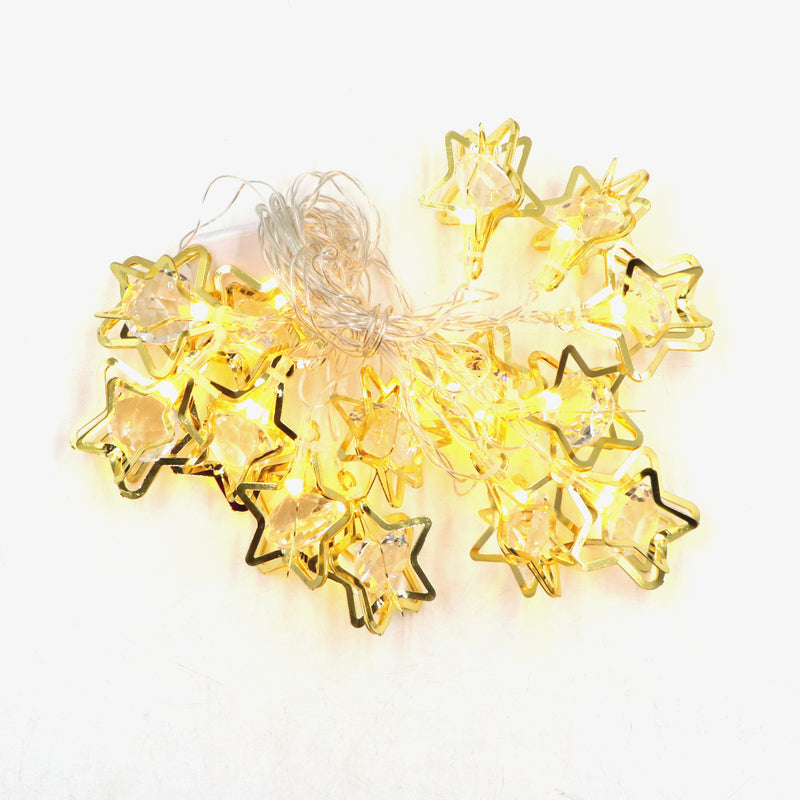 Diamond-in-Star 14 LED Golden String Lights
