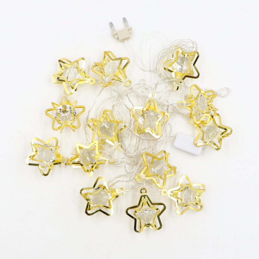 Diamond Led String Light Diamond-in-Star 14 LED Golden String Lights