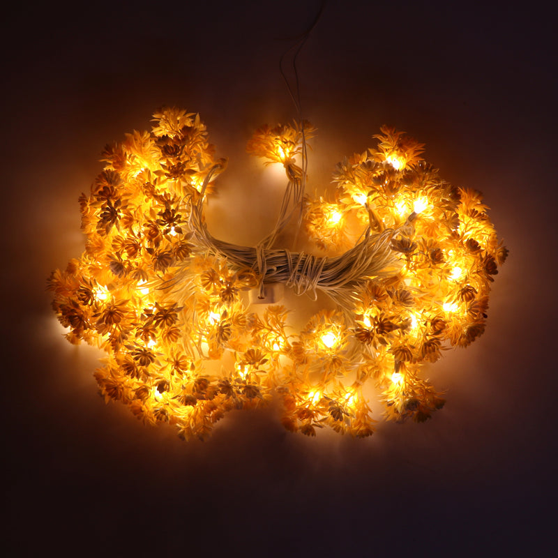 Small Yellow Flower With White Tip 60 LED String Fairy Lights