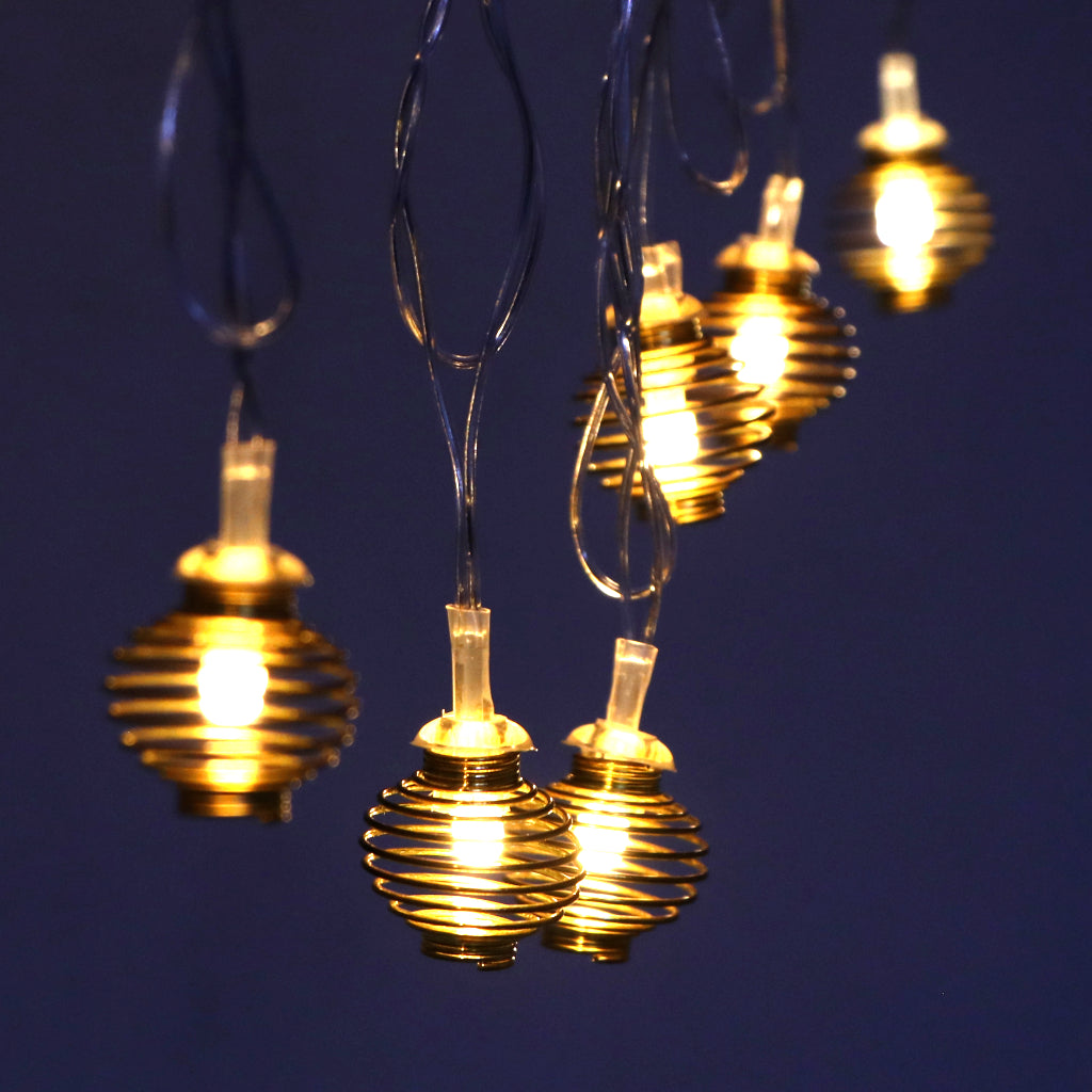 Metal Spring Shape 14 LED Golden String Lights