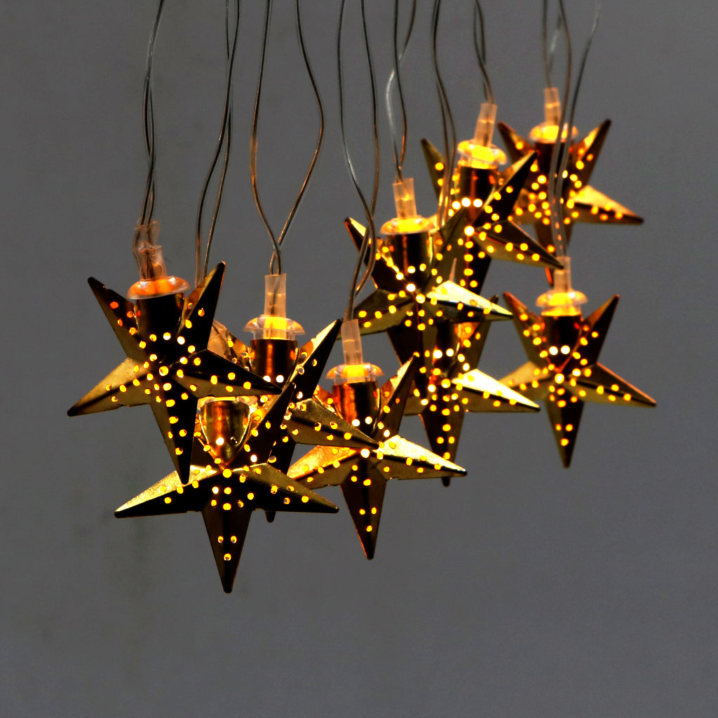 Metal Star Shape 14 LED Golden String Lights