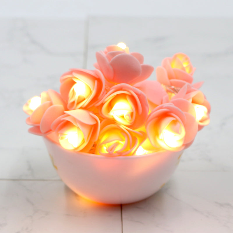 Small Lite Pink Rose 14 LED String Fairy Lights