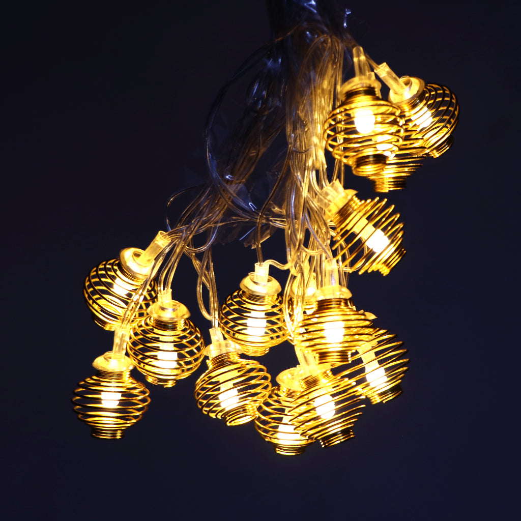 Metal Spring Shape 14 LED Golden String Lights