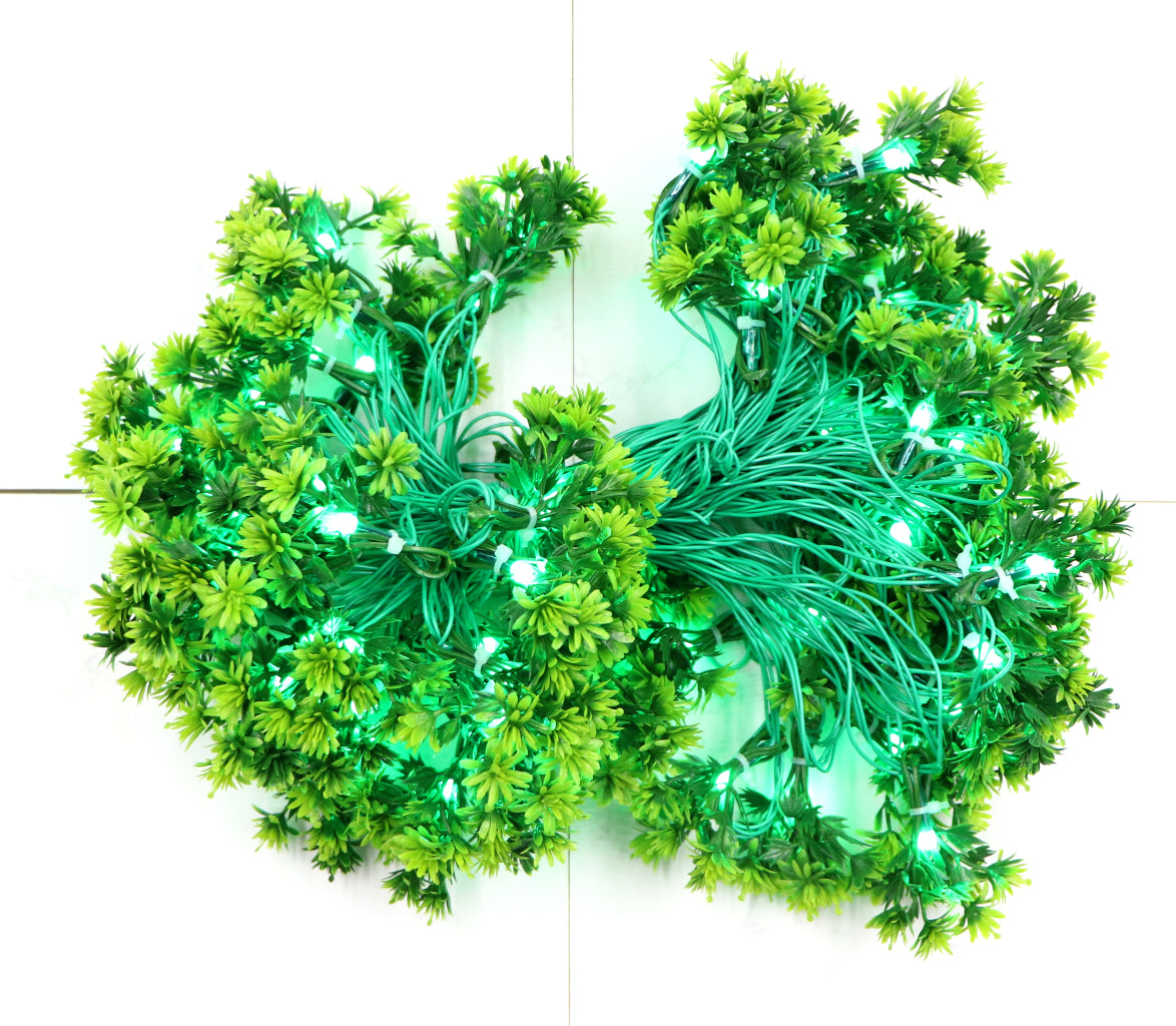 Small Green Flowers 60 LED String Fairy Lights - Main Image
