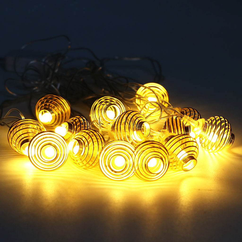 Shape Metal String Metal Spring Shape 14 LED Golden String Lights