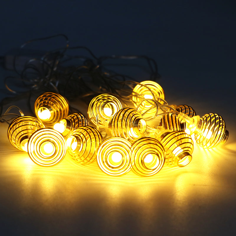 Metal Spring Shape 14 LED Golden String Lights