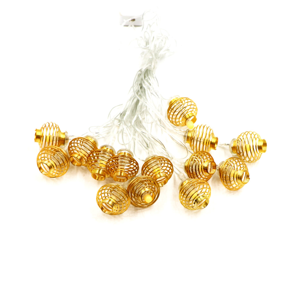 Shape Metal String Metal Spring Shape 14 LED Golden String Lights