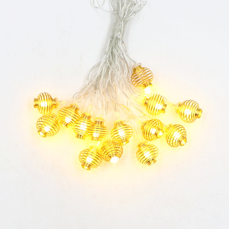 Metal Spring Shape 14 LED Golden String Lights