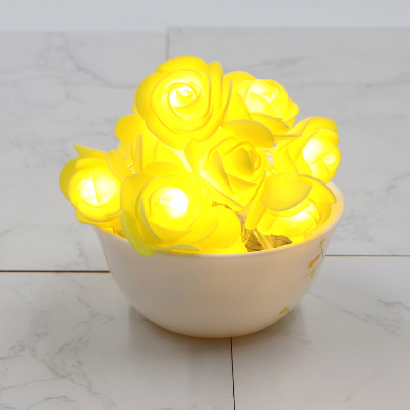 Small Yellow Rose 14 LED String Fairy Lights