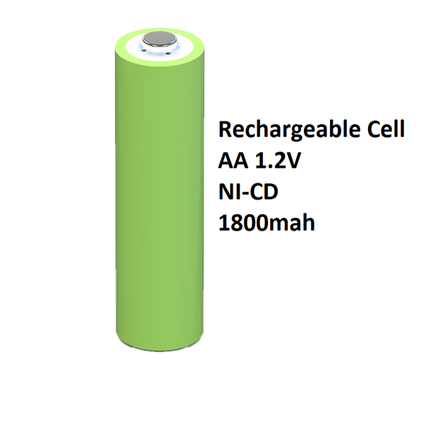 1800mAh 1.2V Size-AA Cell NiCd Rechargeable Battery with Button Top
