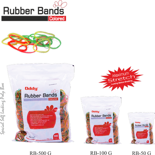 Oddy: RB-50G Coloured Rubber Bands 1.5Inch/38mm - 50gm