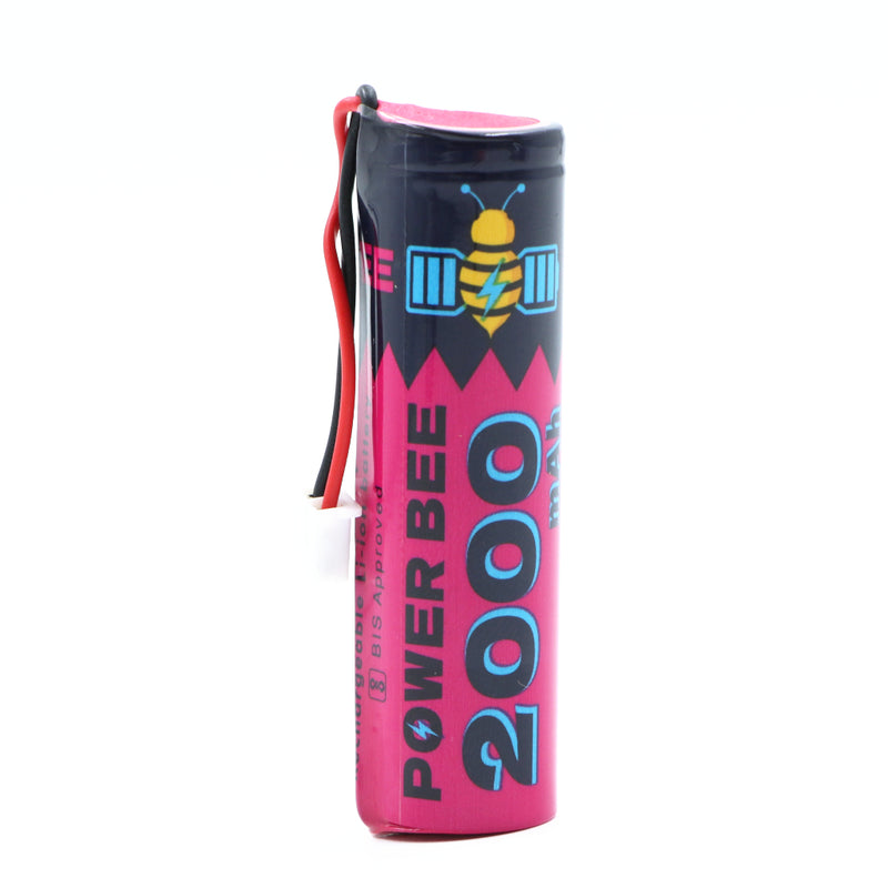 PowerBee: 2000mAh 3.7V 18650 Cell Li-ion Rechargeable Battery with Wire Connector
