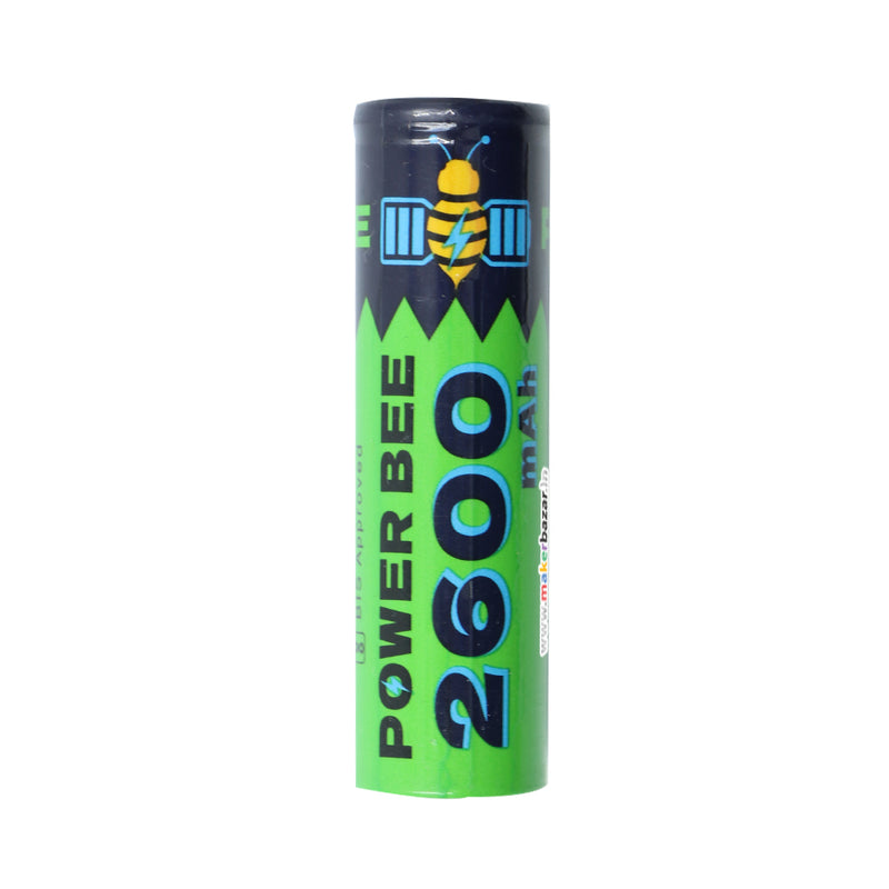 PowerBee: 2600mAh 3.7V 18650 Cell Li-ion Rechargeable Battery with Flat Top