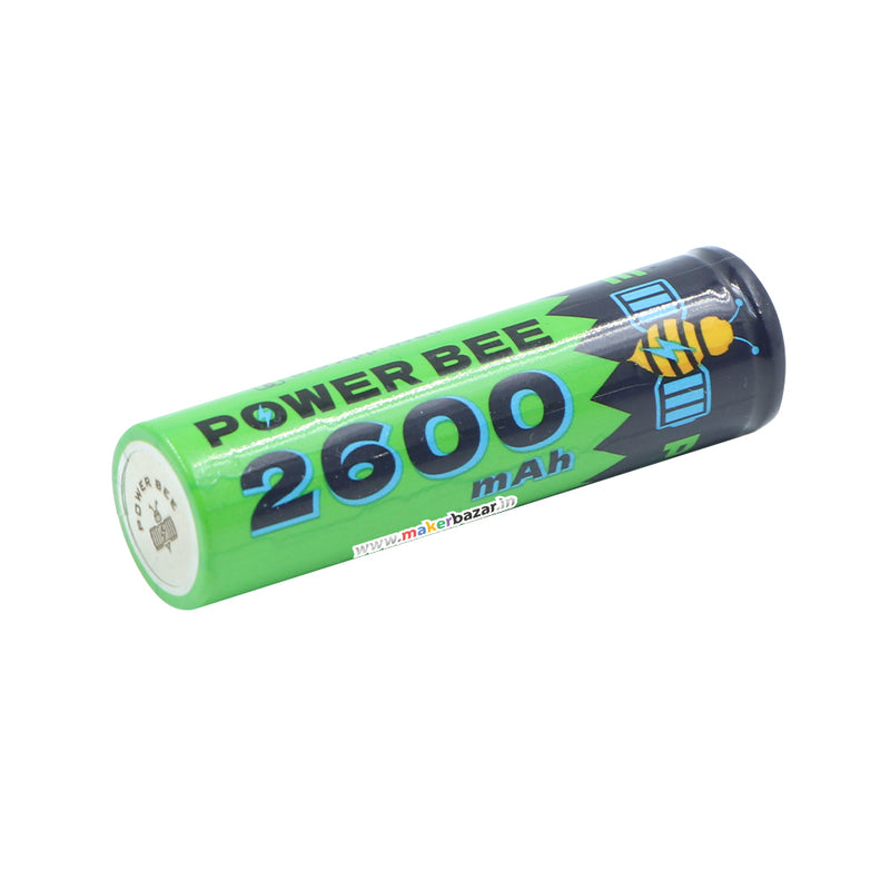 PowerBee: 2600mAh 3.7V 18650 Cell Li-ion Rechargeable Battery with Flat Top