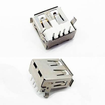 [Type 1] 14mm Female USB A Connector Jack having Collar, 2 Bent Legs, 4 pin Right Angle Socket
