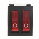 KCD4 16A 250V SPST ON-OFF 6 Leg Double Rocker Switch with Red Light