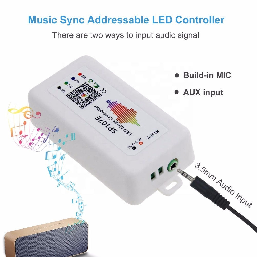 DC5-24V WiFi/Bluetooth SPI Music Spectrum Controller For Addressable WS2812B SK6812 LED Strip Lights